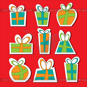 Collection of colorful Christmas present boxes. - vector clipart