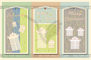 Vintage Christmas and Happy New Year holiday cards - vector clipart