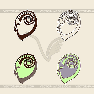 Stylized set of black and colorful silhouettes of - vector image