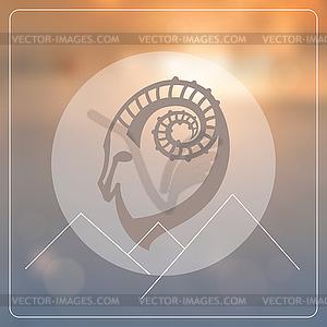 Stylized hipster silhouette of goat`s head inside - vector clipart