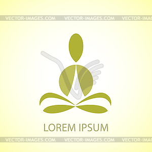 Green yoga pose logo design template. Beauty, Spa, - vector image