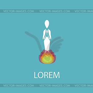 Human figure with lotos logo design template. - vector image