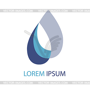 Logo design template. Abstract flat blue water drop - vector clip art
