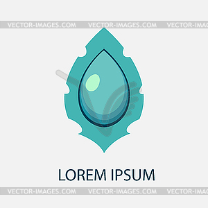 Logo design elements. Blue water drop with leaf - vector clip art