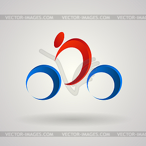 Logo design template. Racing cyclist in gradient an - vector image