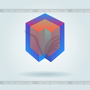 Cube technology abstract gradient glass logo - vector clip art