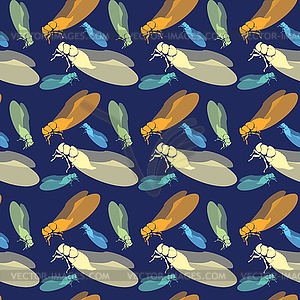 Seamless pattern with insects. Cicada repeated veto - vector clip art