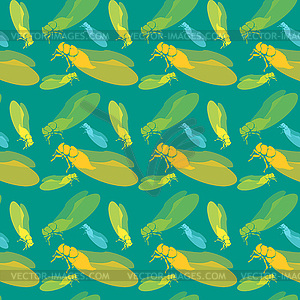 Seamless pattern with insects. Cicada repeated veto - vector clipart / vector image