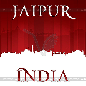 Jaipur India city skyline silhouette red background - vector clipart