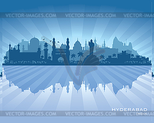 Hyderabad India city skyline silhouette - vector clipart