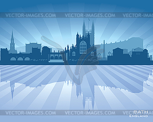 Bath England skyline with reflection in water - vector image