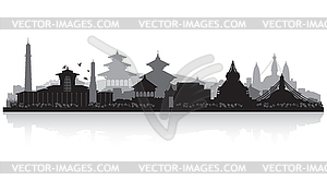 Kathmandu Nepal city skyline silhouette - vector image