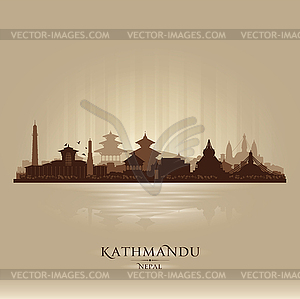 Kathmandu Nepal city skyline silhouette - vector image