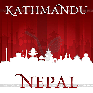 Kathmandu Nepal city skyline silhouette red - vector image