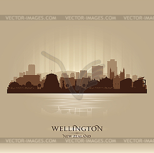 Wellington New Zealand City Skyline Silhouette - Vector Clip Art