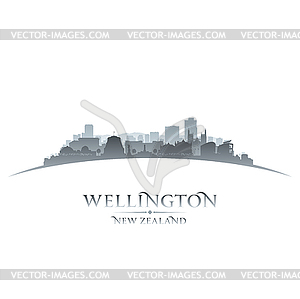 Wellington New Zealand city skyline silhouette whit - vector image