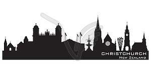 Christchurch New Zealand city skyline silhouette - vector clipart