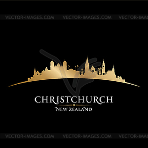 Christchurch New Zealand city skyline silhouette - vector image