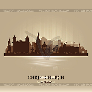 Christchurch New Zealand city skyline silhouette - vector image