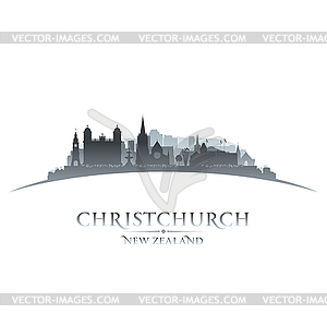 Christchurch New Zealand city skyline silhouette - vector clip art