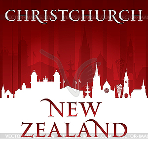 Christchurch New Zealand city skyline silhouette re - vector clipart