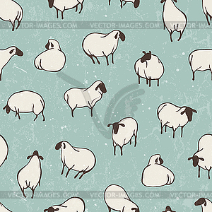 Herd of sheep. Seamless pattern - vector clip art