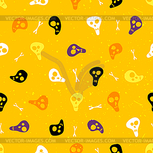 Halloween seamless pattern with skulls and bones - vector clipart