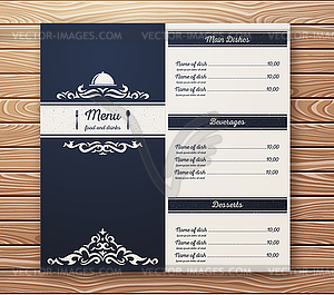 Restaurant or cafe menu template retro style - vector clip art