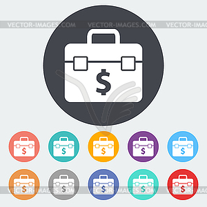 Briefcase flat single icon - vector clipart