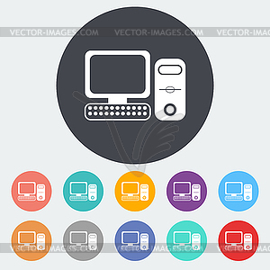 Computer flat icon  - stock vector clipart