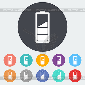 Charging battery, flat single icon - color vector clipart