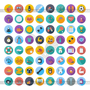 Fitness icons set - vector clipart