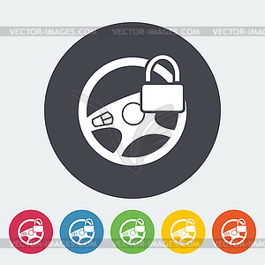 Car Steering Wheel flat icon - vector clip art