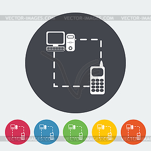 Телефон синхронизации единой плоской значок - векторная графика