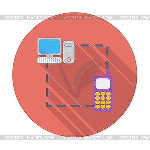 Телефон синхронизации единой плоской значок - графика в векторном формате