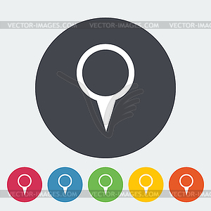 Map pointer single flat icon - vector clipart