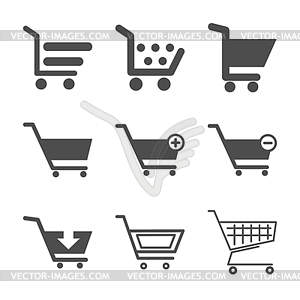 Shopping cart icons set - vector clipart