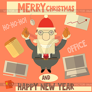 Merry Christmas Greeting Card - vector image