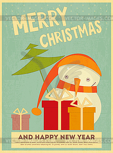 Merry Christmas Greeting Card - vector clip art