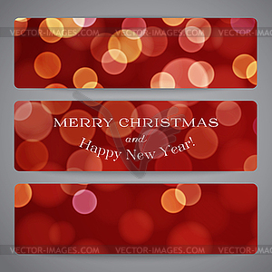 Merry Christmas banners with bokeh - vector clip art