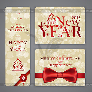 Merry Christmas banners with bow and snowflakes - vector clipart / vector image