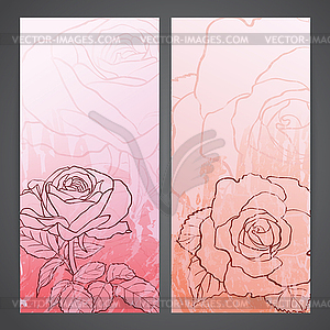 Flayers with flowers - roses - vector image