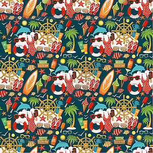 Seamless beach pattern - vector image