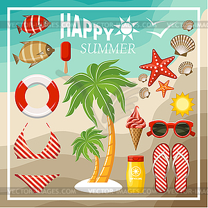 Summer beach set - vector clipart