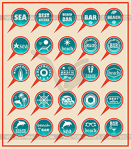 Set of beach map pointers - vector clip art