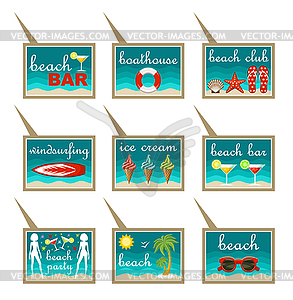 Set of beach map pointers - vector image