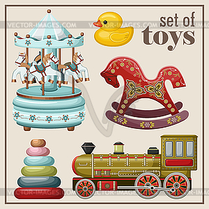 Set of vintage toys - vector image