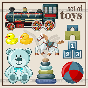 Set of vintage toys - vector image