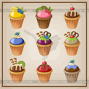 Set of cupcakes - vector clip art