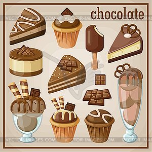 Set of sweets and chocolate - vector image